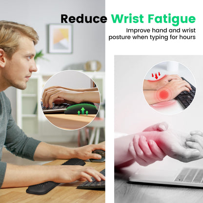 MEKASS Ergonomic Wrist Rest for Keyboard and Mouse, Soft Memory Foam Keyboard Wrist Rest Set with Non-Slip Silicone Base, Easy Typing, Pain Relief, Comfort for Office, Work, Gaming (Classic Black)