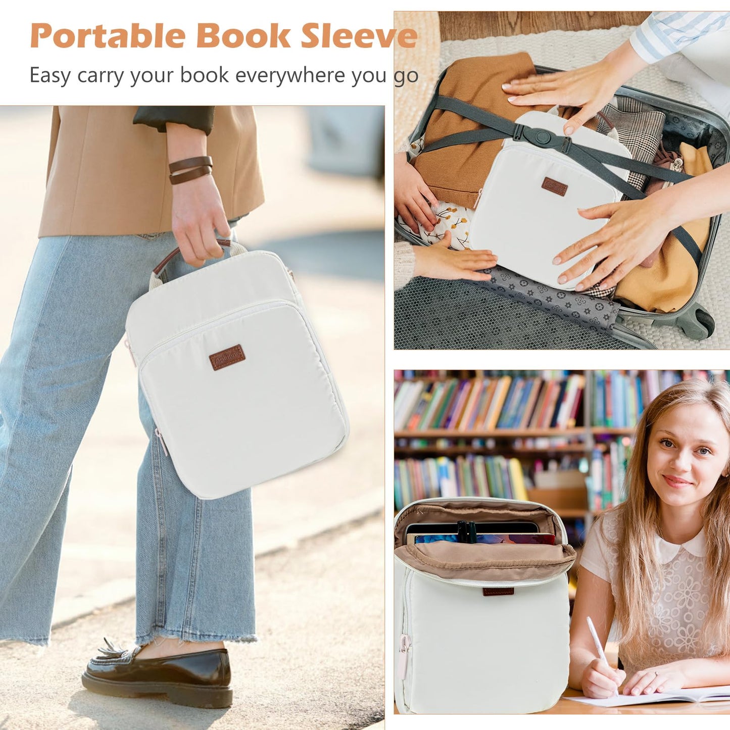 Aplufine Book Sleeve with Zipper, Book Pouch 11" X 9", Book Protector Pouch, Book Sleeve for Book Lovers, Book Cover, Book Carrying Case for Book Accessories, Study Suppliers