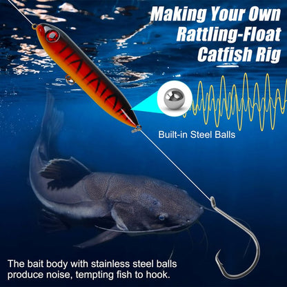 SILANON Catfish Rig Catfishing Tackle Making Kit, 86pcs Catfish Tackle Kit Santee Rig with Catfish Floats Peg Floats Rattle Beads Catfish Hooks Swivels Pyramid Weights Catfishing Gear Equipment