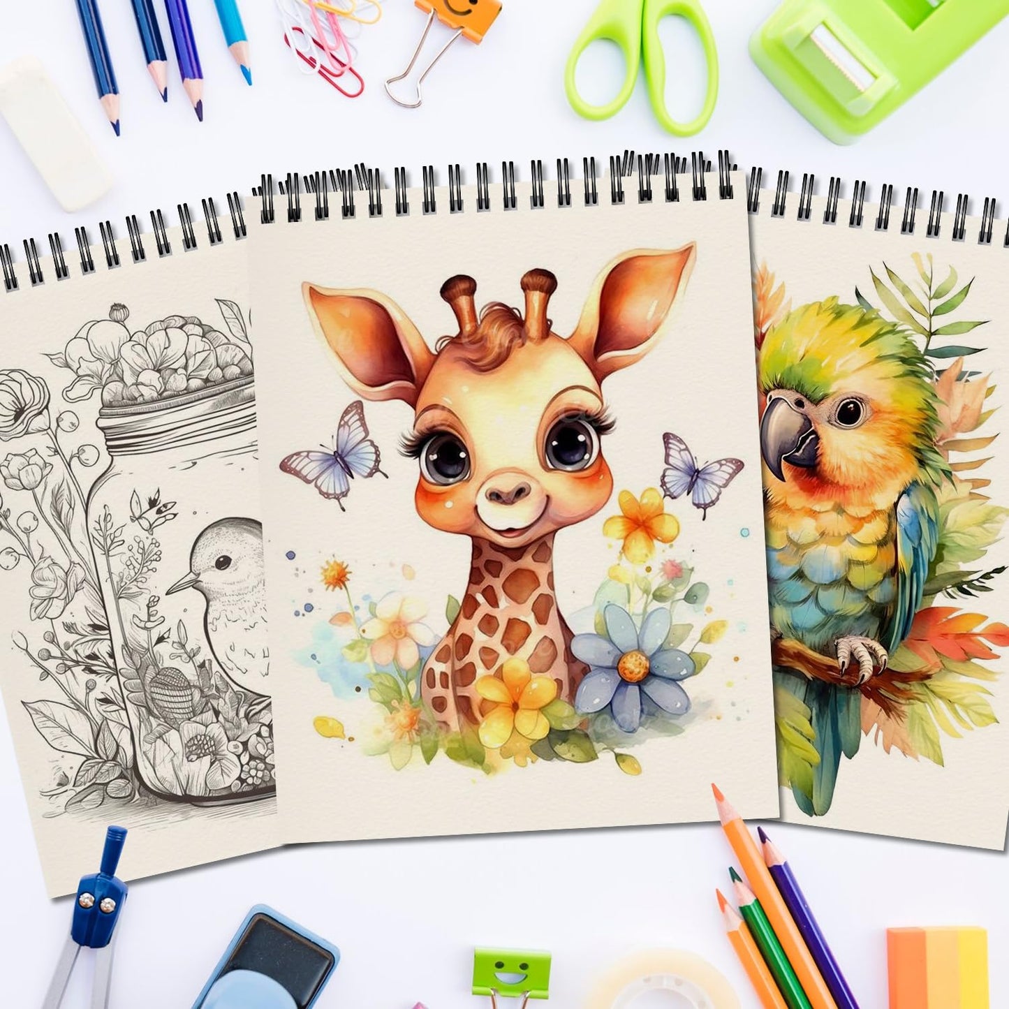 OSIMIG 10 Pack 5.5" * 8.5" Sketch Books, 300 Sheet Drawing Paper, Mini Sketchbook for Kids, Drawing Pad, Top Spiral Bound Sketch Pad for Beginger, Adult Art Supplies