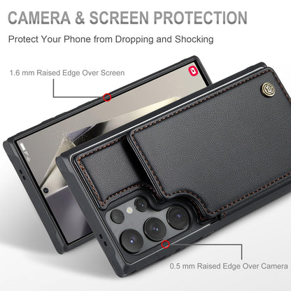 Vinich for Samsung Galaxy S24 Ultra Wallet Case with Card Holder, RFID Blocking Credit Slots Kickstand Shockproof Phone Cover Fit for Galaxy S24 Ultra 6.8" Black
