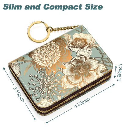 Nipichsha Women's Small RFID Blocking Credit Card Wallet, Blooming Flowers, Leather, Slim and Compact, 4.33 x 3.15 in
