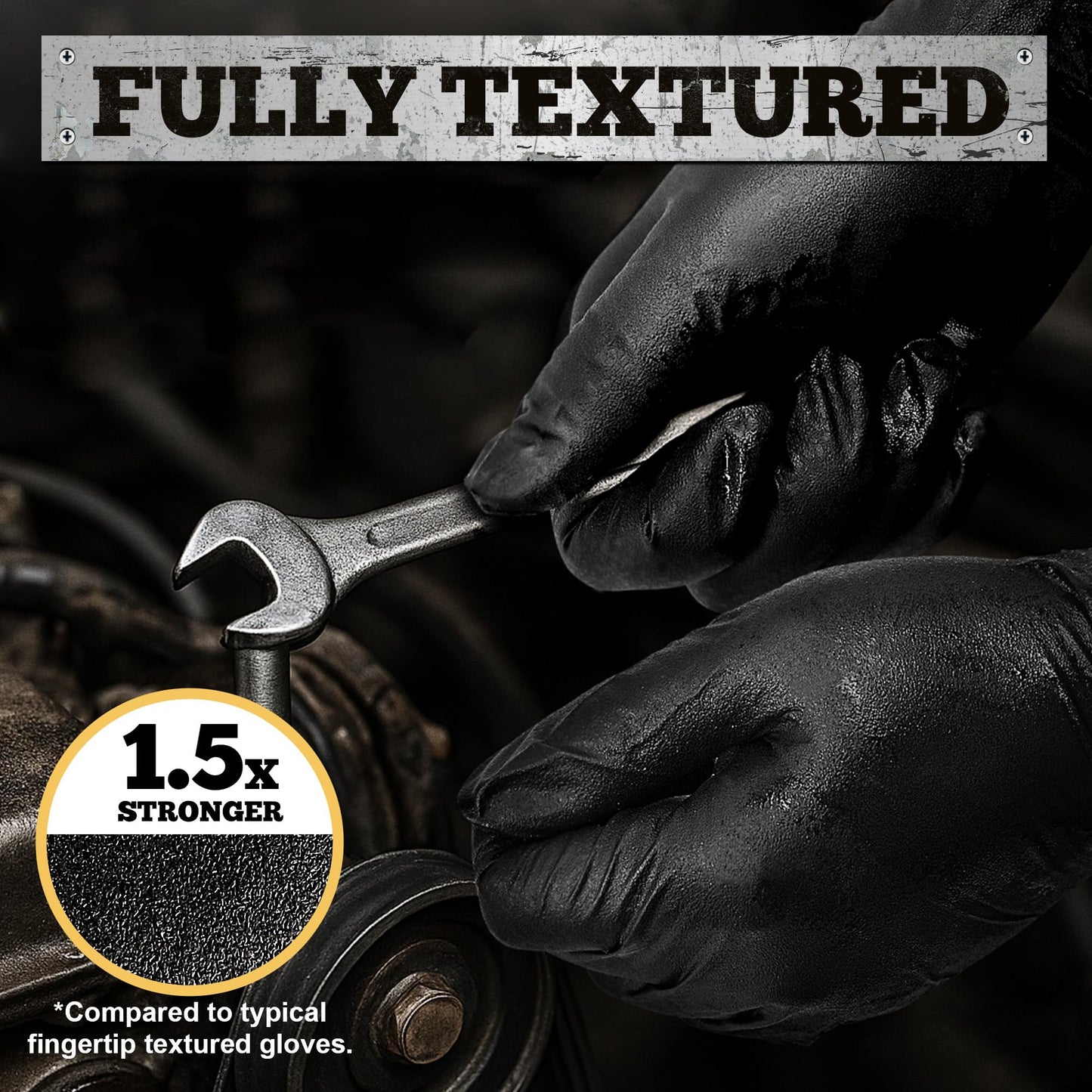 TitanFlex Heavy-Duty Black Disposable Nitrile Gloves, Box of 100, 6-mil, Fully Textured, Powder-Free, Latex-Free, Non-Sterile