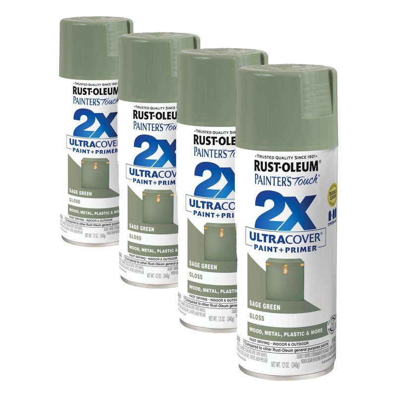 Rust-Oleum 249094 Painter's Touch 2X Ultra Cover Spray Paint, 12 oz, Gloss Sage Green (Pack of 4)