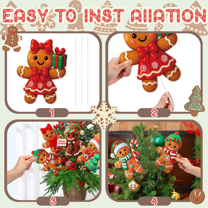 Giegxin 12pcs 10 x 8 Inches Gingerbread Man Christmas Tree Picks Gingerbread Christmas Decor with Sticks Cute Ornaments for Xmas Tree Topper Home School Office Garden Patio Winter Vase Holiday