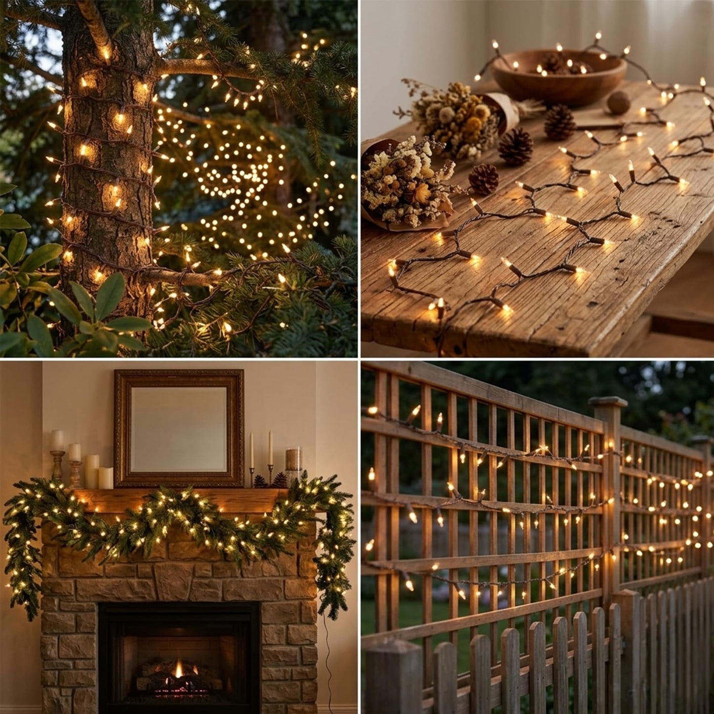 Vigdur Solar String Lights Outdoor - 2 Packs 28ft 70 Count String Lights on Brown Wire Cord, Solar Powered Christmas Lights for Patio Home Party Garden Decor