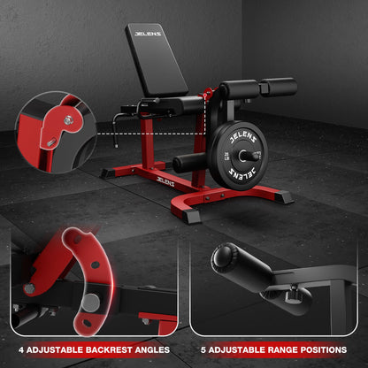 JELENS J10 Leg Extension and Curl Machine, Adjustable Leg Curl Machine for Home Gym, Seated Leg Extension and Lying Curl Machine for Lower Body Workouts (Red, Classical)