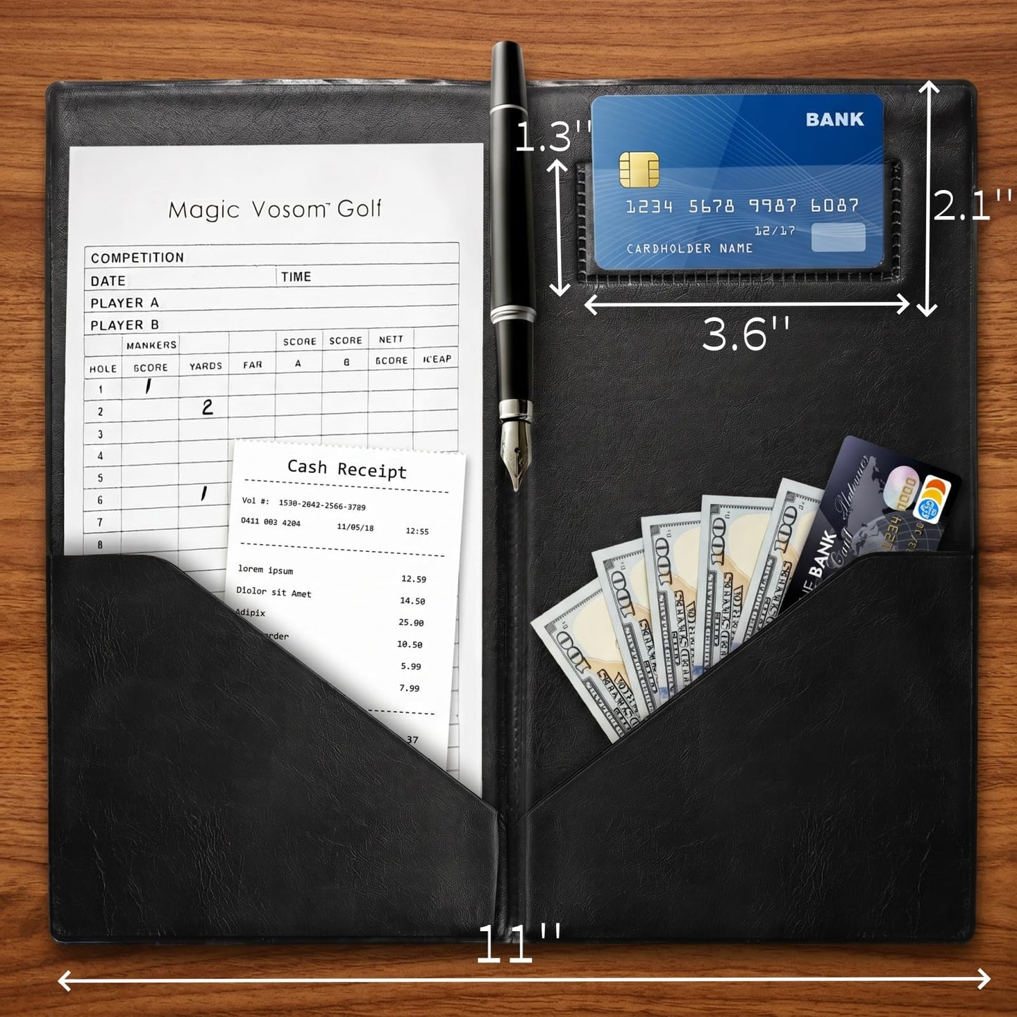 Lyellfe 12 Pack Restaurant Check Presenters, Guest Check Card Holder, PVC Leather Check Presenters for Servers, Black with Gold Thank You Imprint, Ideal for Restaurants, Cafe Bar Eatery