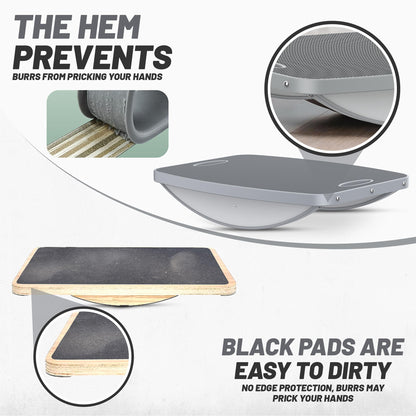 ProfessionalAdvanced Anti-Slip Wooden Balance Board,wobble board, 500 lbs Capacity. Perfect for under-desk standing, physical therapy, rehab, core & stability training, and fun for all ages. (Advanced Gray)