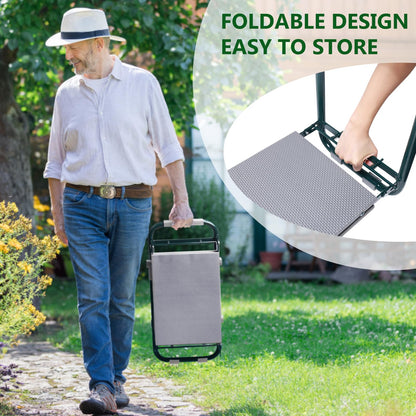 Lineware Garden Kneeler and Seat with Upgraded Widened 10 Inch Thick Kneeling Pad,Garden Kneeler Stool Heavy Duty,Folding Garden Chair, Bench Stool with 2 Tool Pouches Gifts for Parent