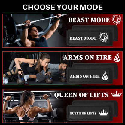 TECEUM Fit Lifting Wrist Straps with Neoprene Padding Support – Black – Beast Mode – Heavy Duty Wrist Workout Straps For Men and Women – Ideal for Powerlifting, Strength Training, Bodybuilding