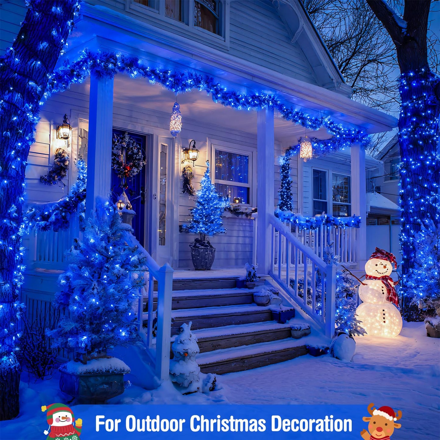 JMEXSUSS Blue 400 LED Christmas Lights Outdoor, 132ft Christmas Tree Lights with Remote, Indoor Blue String Lights Plug in for House Christmas Bush Decorations