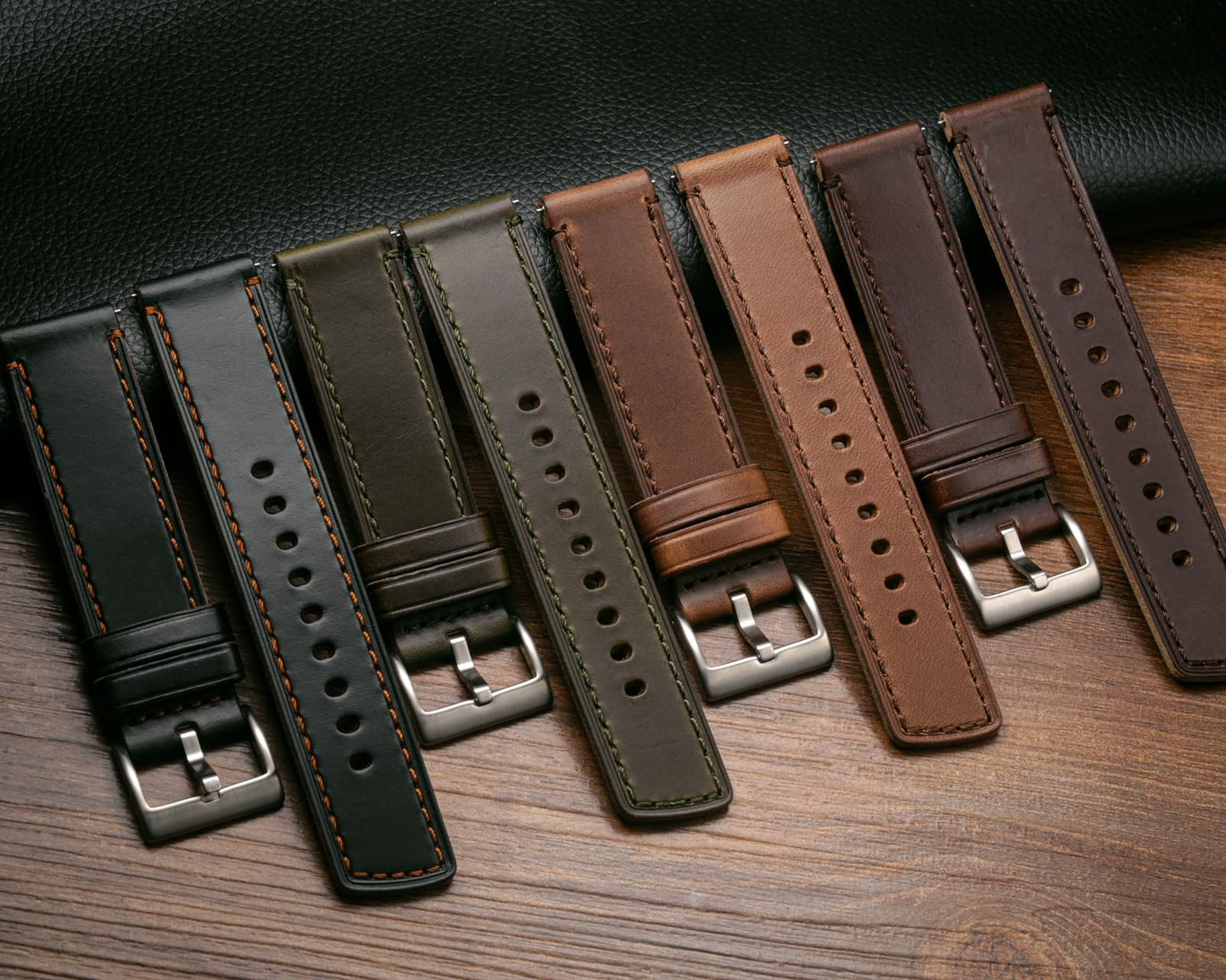 hemsut h Soft Leather Watch Bands for Men, Horween Quick Release Leather Watch Strap Vintage Watch Replacement Wrap of 22mm