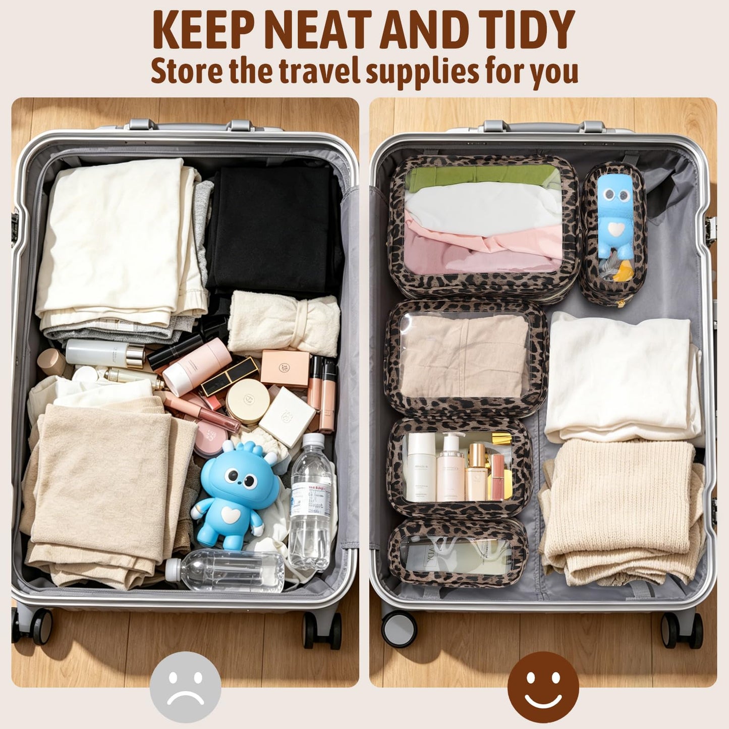 YOPCDJ 5PCS Diaper Bag Organizer Pouch, Clear TPU Waterproof Organizer Zipper Bags, Cosmetic Bag Set, TSA Approved Toiletry Bags, Travel Organizer Bag for Kids and Women