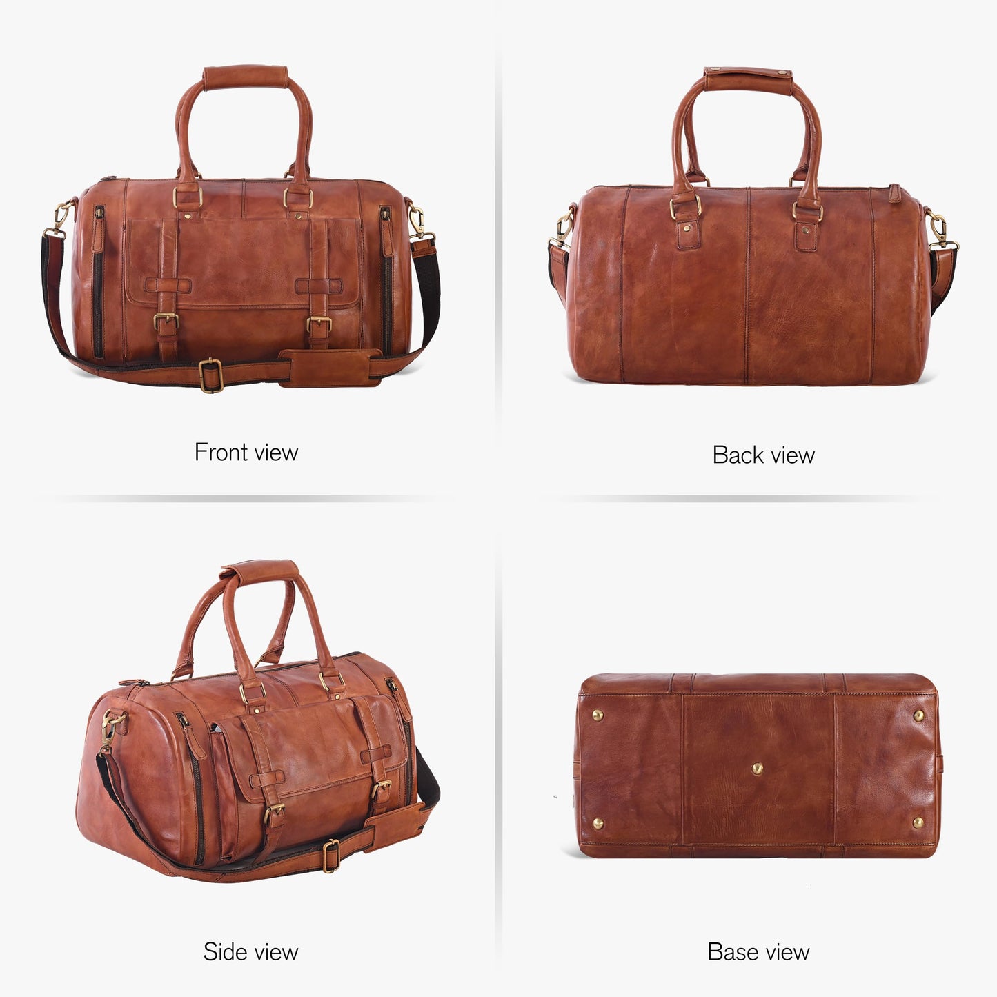 Genuine Leather Duffle Bag for Men | Vintage Weekender Travel Bag | Overnight Carry-On Luggage | Handmade Leather Gym Bag for Men