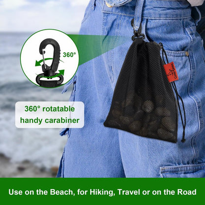 Mesh Foraging Bags with Clip, 4 Pack Drawstring & Toggle Closure Foraging Pouch for Rock Collecting, Mushroom Hunting, Beachcombing, Fastening Hook Nylon Harvesting Pouch for Adults Men Women 9"x12"