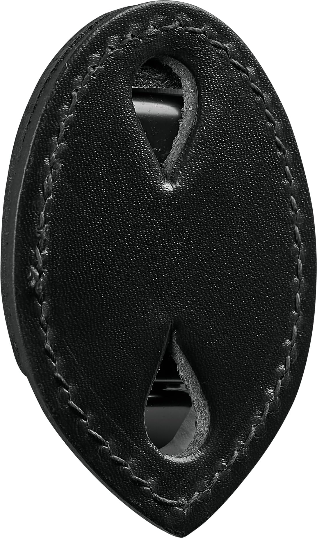 JAY-PEE Teardrop Leather Badge Holder with Belt Clip, Tactical Black Leather Carrier with Hook and Loop Closure, Belt Mounted Law Enforcement Badge Holder, Security Duty Gear Accessory, Made in USA