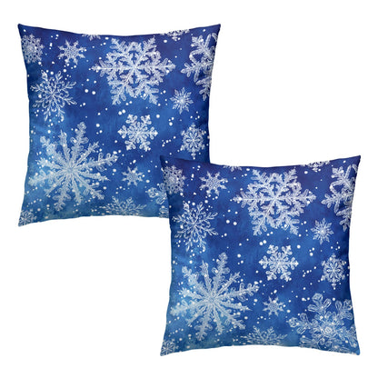 Wnoesat Winter Blue Snowflake Throw Pillow Covers 18x18 Set of 2 Merry Christmas Snowflakes Decorative Pillow Cases Xmas Holiday Outdoor Pillowcase for Farmhouse Living Room Decor