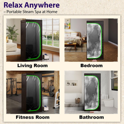RRGFB Steam Sauna Tent for Home with Transparent Door, Portable Indoor Sauna with Powerful Steam Heating, Foldable Personal Spa for Relaxation (Single Rectangular,Black)
