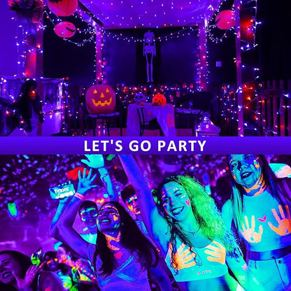 60W Black Lights, 2 Pack LED Blacklight Flood Light with Plug, IP66 Waterproof Black Lights for Glow Party, Stage Lighting, Body Paint, Fluorescent Poster, Neon Glow