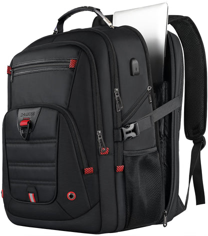 Z-MGKISS Extra Large Travel Backpack, 52L TSA Backpack 17.3 Inch, Anti-Theft 17 Inch Big Business Laptop Backpack for Men & Women, Water Resistant College Rucksack Bag with USB Port, Black