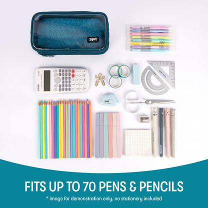 ZIPIT Half & Half Pencil Case | Large Capacity Pencil Pouch | Pencil Bag for School, College and Office (Teal)