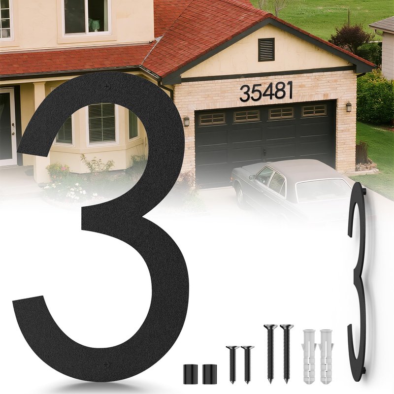 NUMAKY 16 Inch Large Modern House Numbers for Outside, Matte Black Metal Outdoor Address Numbers with Floating 3D Shadow & All Mounting Hardware, Weatherproof for Home/Garage/Apartment/Hotel (Number 3)