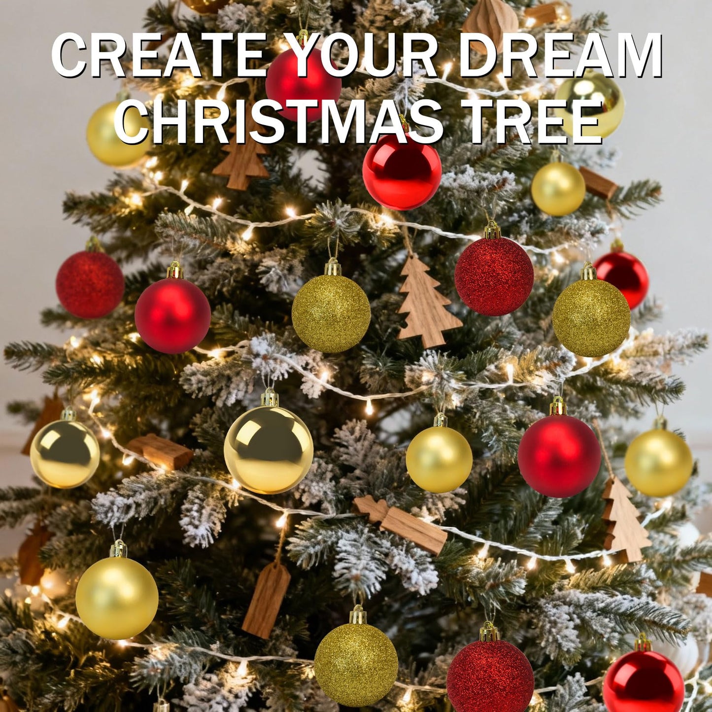 Napzy 24 Count Shatterproof Christmas Ball Ornaments Set, 2.36 Inch Red Christmas Tree Decorations for Xmas Holiday Party Decor, Wreath and Garland Hanging Balls