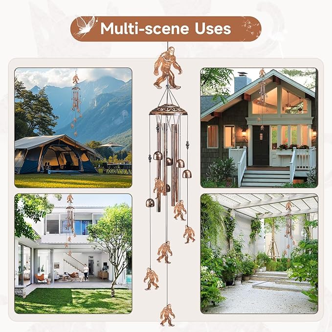 Bigfoot Wind Chimes for Outside,41" Metal Windchimes, Housewarming/Halloween/Festival/Birthday/Anniversary Bigfoots Gifts for Women/Men, Bigfoot Decor for Outside, Patio or Yard, Garden