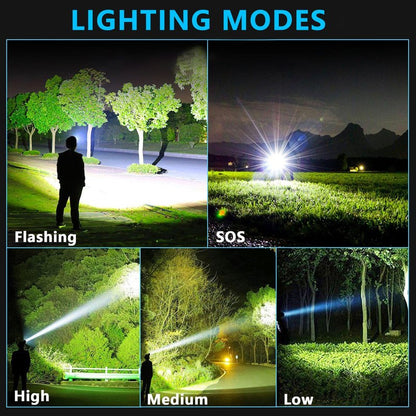 LED Headlamp Rechargeable 99000 High Lux, 9000mAh Long Battery Head Lamp with 12 Modes, IPX7 Waterproof USB Rechargeable Headlight, Zoomable Headlamp for Adults, 90° Adjustable for Camping Hunting