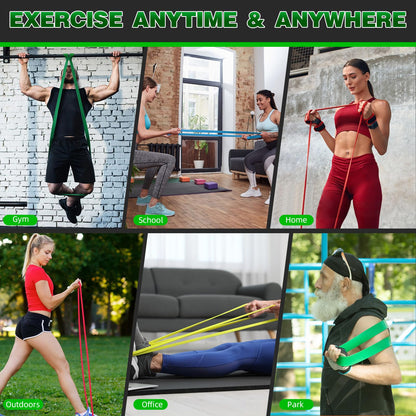 Resistance Bands for Working Out, 4-Level Pull Up Assist Bands Set with Door Anchor, Workout for Women and Men, Exercise Bands,Training, Plasticity, Physical Therapy at Home/Gym