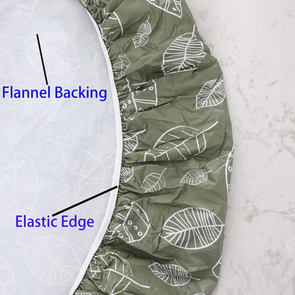 WALRUS Round Vinyl Fitted Tablecloth with Flannel Backing Elastic Edge Design Table Cover Waterproof Oil-Proof PVC Table Cloth Stain-Resistant Wipeable for Round Table, Round Tablecloth