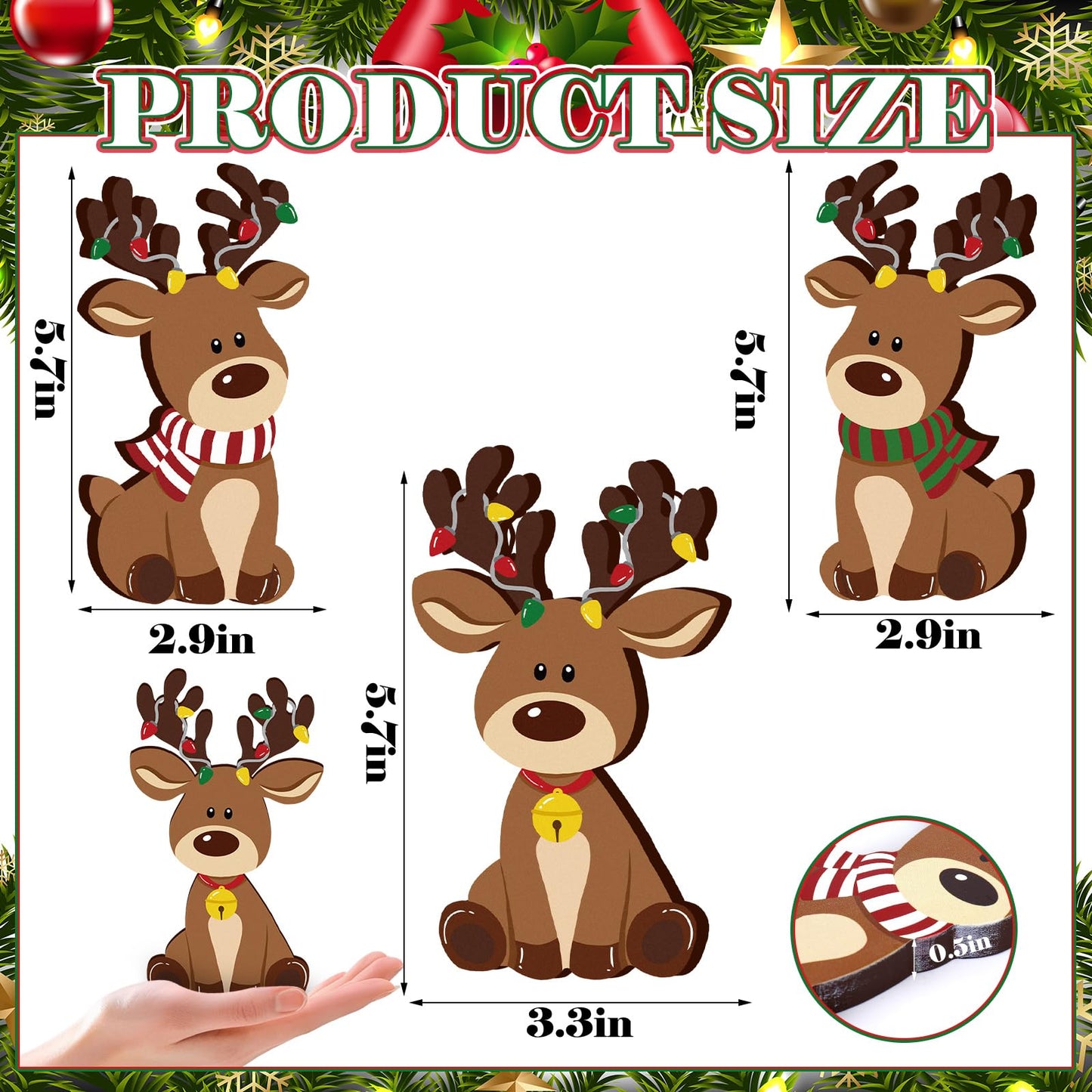 FYSUIMU 3 Pcs Christmas Wooden Signs Xmas Reindeer Wood Tabletop Signs Elk Desktop Centerpieces for Farmhouse Home Tiered Tray Shelf Cabinet Table Decor