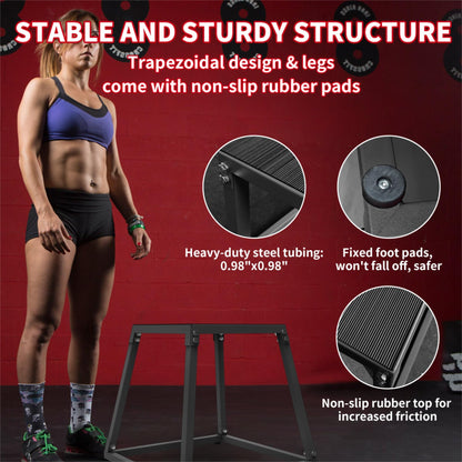 Garvee 18 Inch Steel Plyo Box for Exercise, Plyometric Jumping Box Metal Exercise Step Up Box with Anti-Slip Surface for Home Gym Training,Single and Set,Black