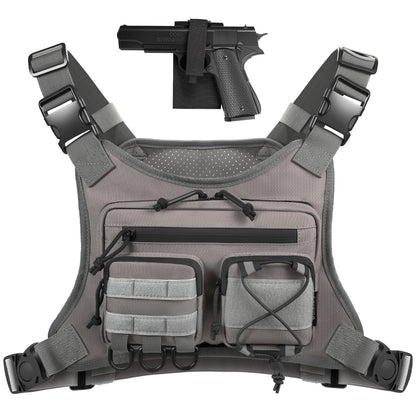 LarKoo Sports Chest Holster Bag EDC Pouch Bag Chest Vest Holster IFAK Chest Pack for Running (Grey)
