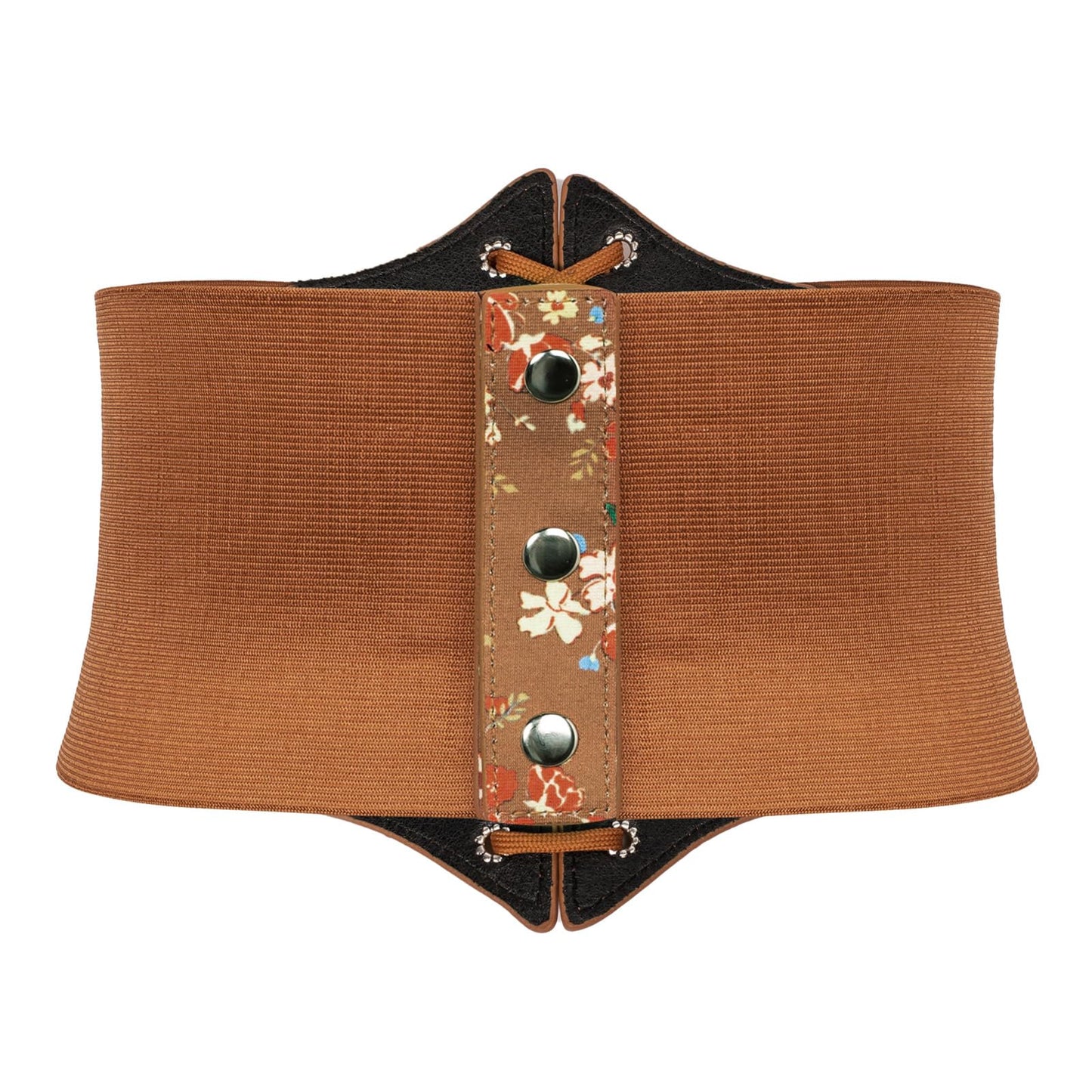 GRACE KARIN Women Waist Corset Brown Leather Corset Belt Printed Wide Belt for Cosplay Halloween(Brown Print,L)