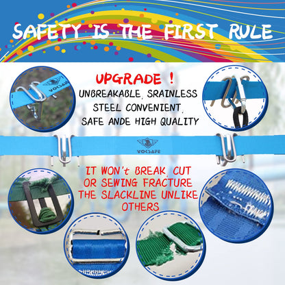 VOKSAFE Ninja Warrior Obstacle Course for Kids - Ninja Backyard Obstacle Course - 50' Weatherproof Outdoor Ninja Course Set with 10 Obstacles, Like Ladder, Swing