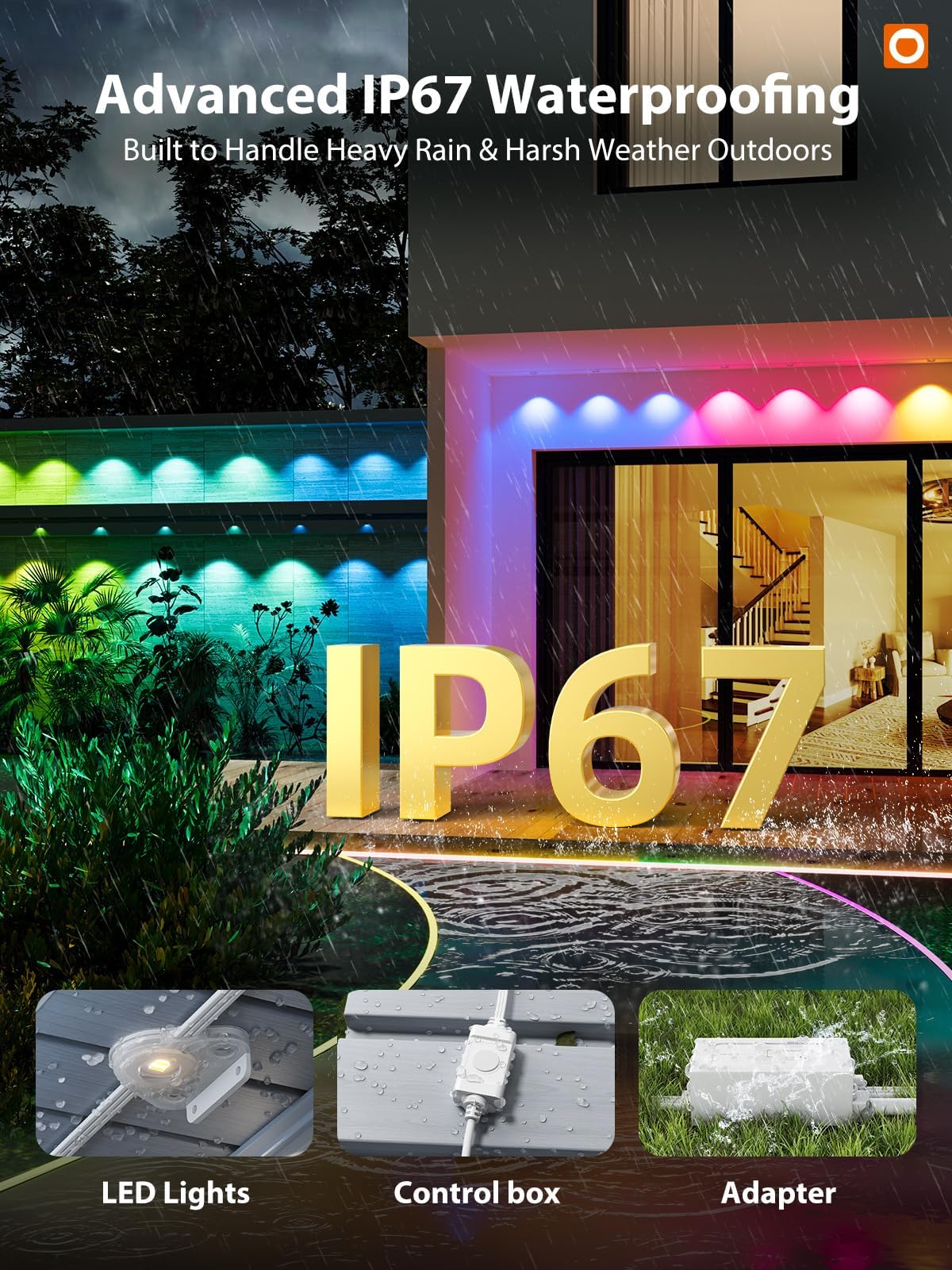 addlon Permanent Outdoor Lights, Smart RGB+IC LED Lights for House & Outdoor Decor, App & Remote Control, Scene Modes, IP67 Waterproof for Christmas, Holiday, Valentine's Day Decorations, 200FT