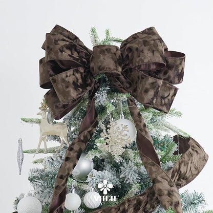MEEDEE Brown Velvet Ribbon 2.5 inch Thick Velvet in 10 Yards Spool Fall Wired Ribbon for Wreaths, Christmas Tree, Gift Wrapping, Garland, Wreaths, Bows, Swags, Crafts Supply