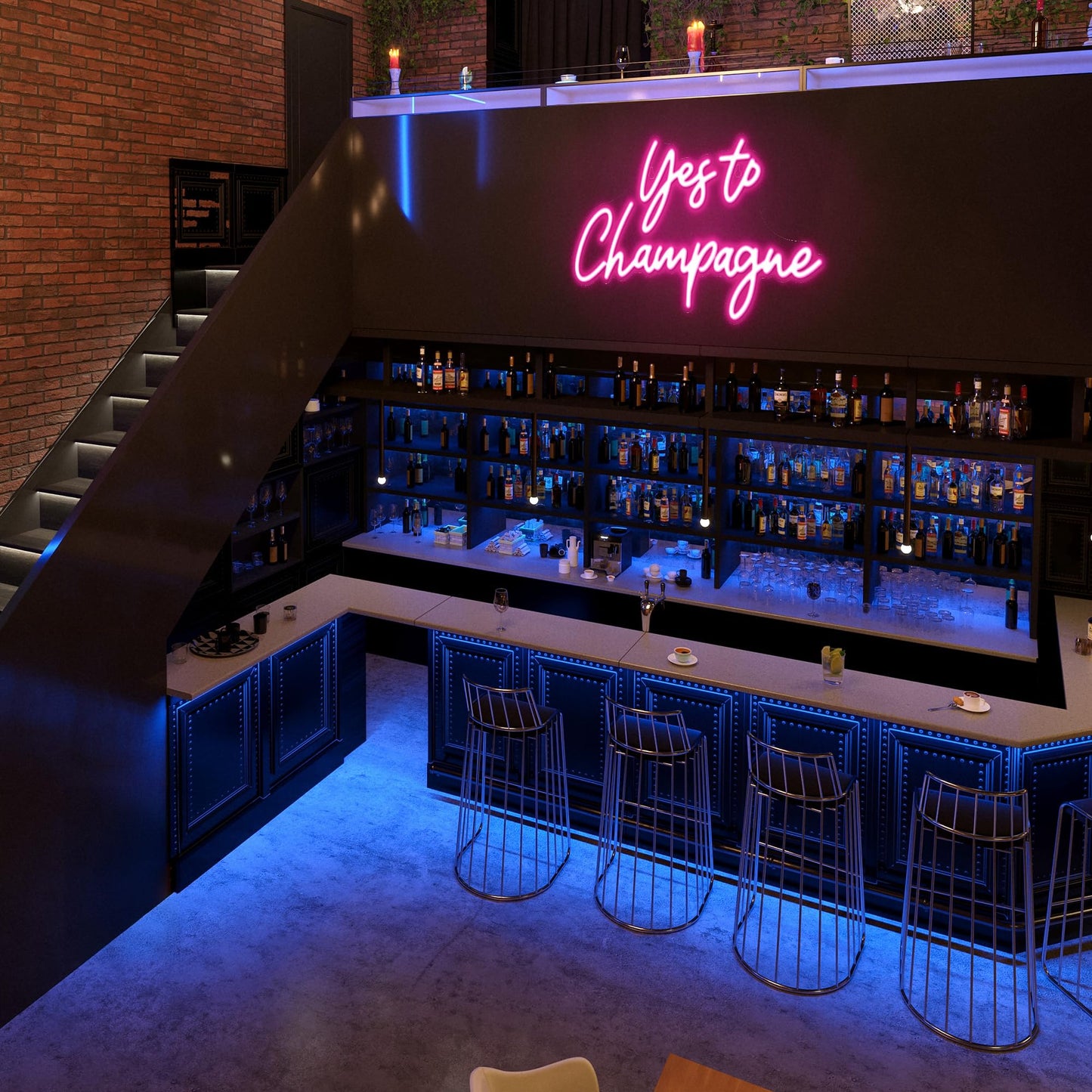 Kavaas Yes to Champagne Neon Sign 15" x 9.1", Neon Bar Signs for Home Bar Decor, Man Cave Pub Party - Best Gifts for Champagne Lover, Birthday, Christmas