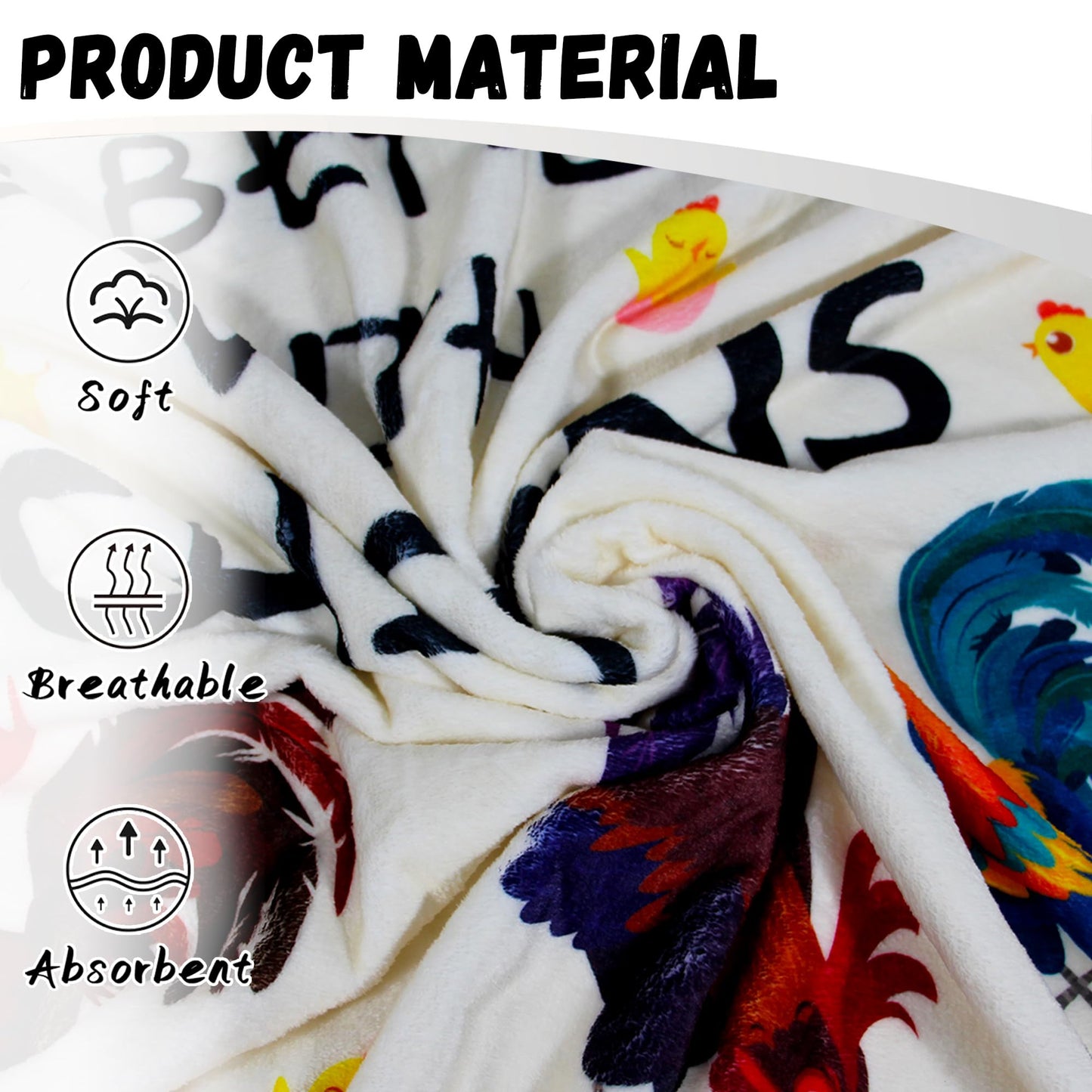 Chicken Blanket Rooster Flannel Throw Blanket 60"x50" Blanket for Adult and Kids Decorative Blankets Funny Soft Cozy Blanket
