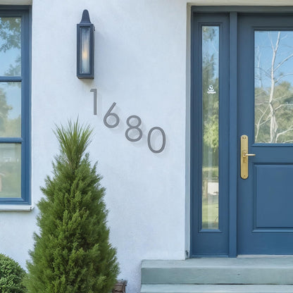 Modern House Numbers for Outside, 5 Inch Floating House Numbers, Metal Address Sign, Mailbox Number, with Nail Kit, Never Rust, Matte Silver (Silver, 0)