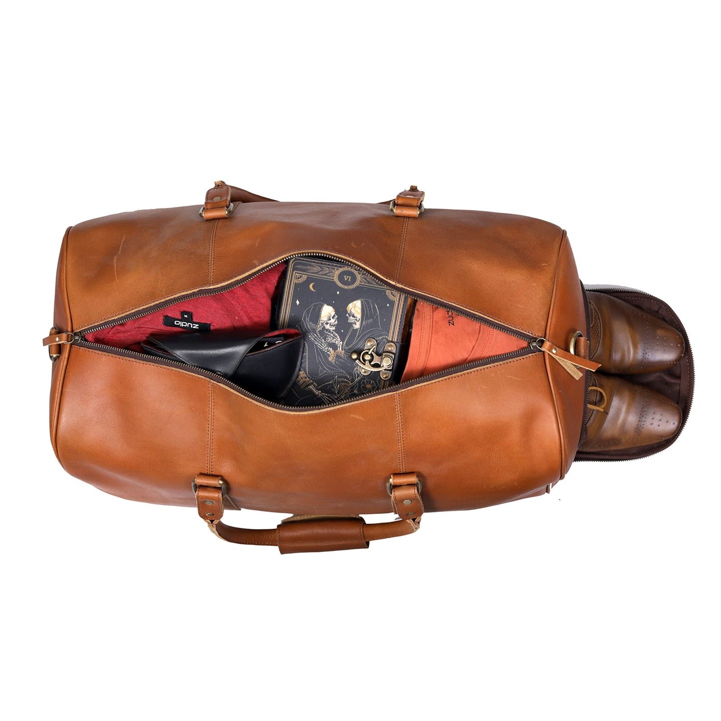 Leather Travel Bag,Weekender Overnight Bag Leather Large Carry On Bag Travel Tote Duffel Bag for Men & Women (Tan Brown)