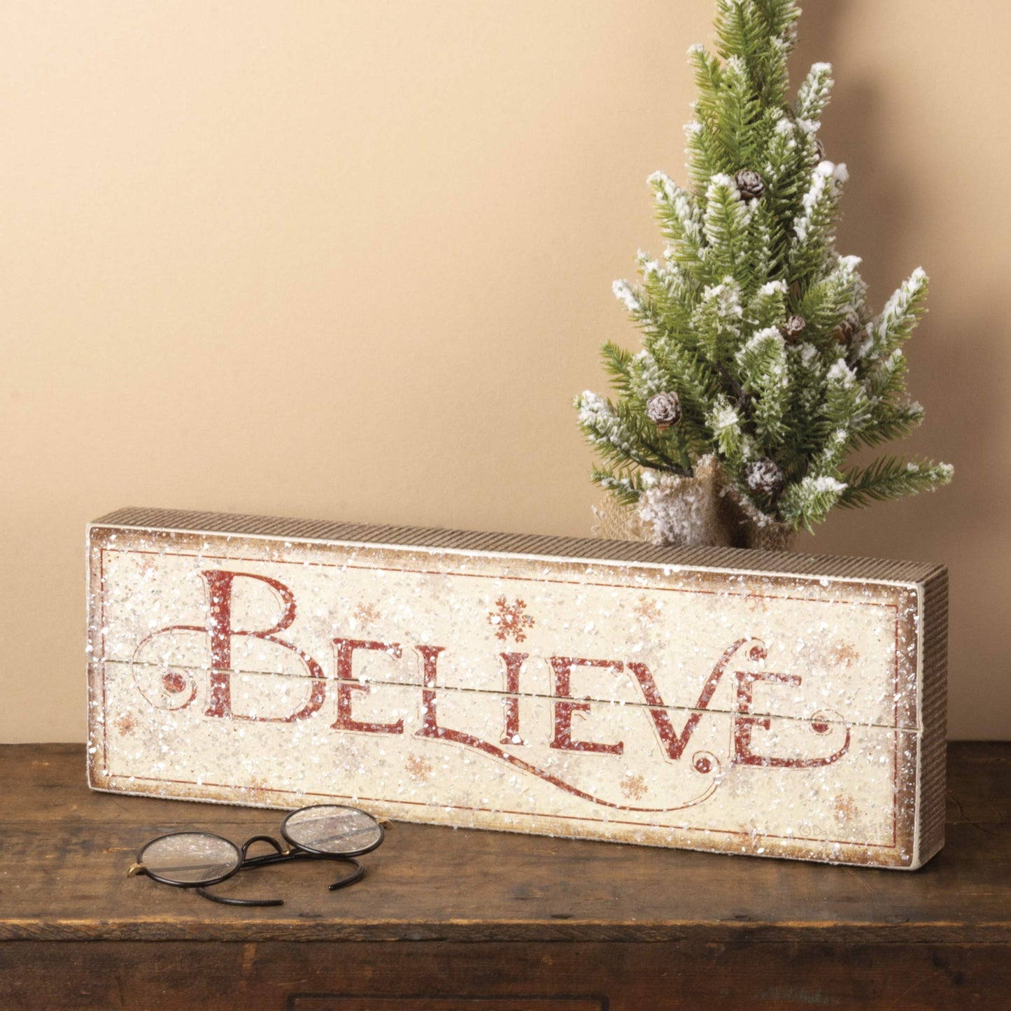 Primitives by Kathy Nordic Box Sign, Believe