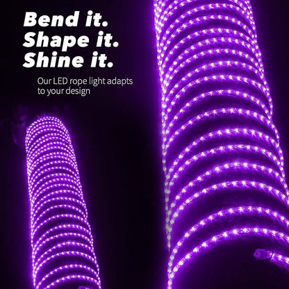 WYZworks 1656LEDs 150ft LED Outside Rope Lights, Outdoor ETL Certified Waterproof Permanent 360 Degree Light Emitting, Flexible Tube, Connectable, Christmas Palm Tree Exterior Landscape, Purple