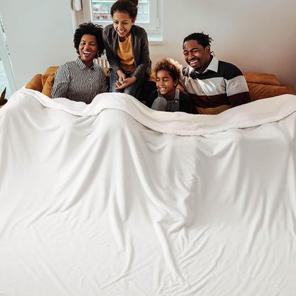 Bedsure GentleSoft Sherpa Fleece Oversized Cal King Blankets for Bed - Thick and Warm, Soft Fuzzy Plush Large Blanket for Winter, White, 112x98 Inches