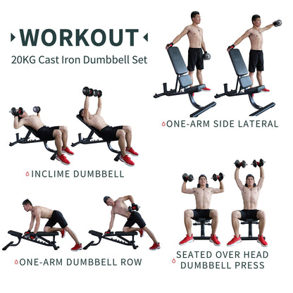 PROIRON 44Lbs Cast Iron Adjustable Dumbbell Set Hand Weight with Solid Dumbbell Handles Changed into Barbell Handily Great for Bodybuilding Fitness Weight Lifting Training Home Gym