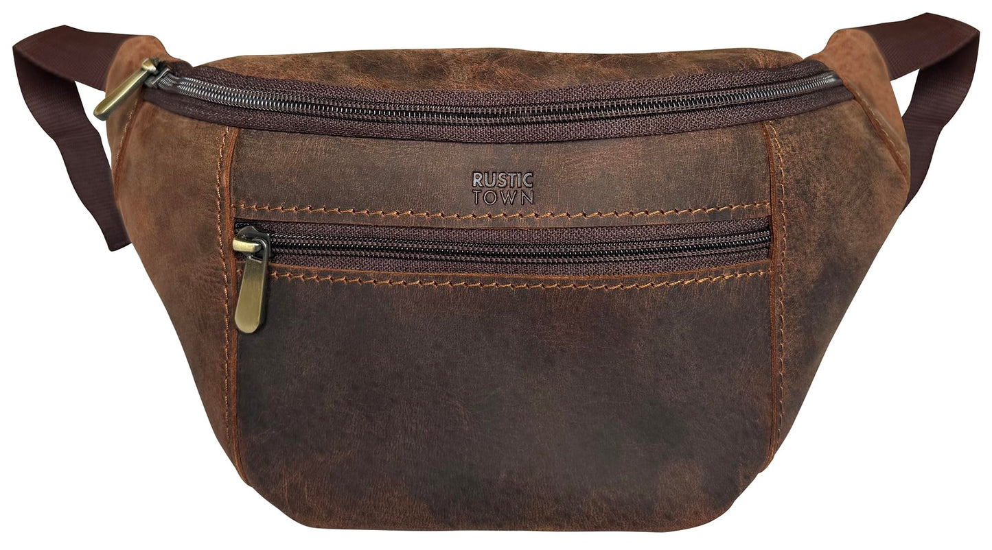 Leather Waist Pack for Men & Women - Full Grain Leather Fanny Bag, Adjustable Sling Purse & Chest Belt Bag - Multifunction Hip Bum Bag, Travel Pouch for Hiking Running & Cycling