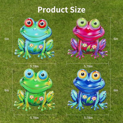 Metal Frog Wall Decor, 4Pcs Frog Iron Wall Art Sculptures Art Frogs Wall Hanging Sculpture Decoration.Outdoor Fence Art for Home Garden, Fence, Patio, Yard, Bedroom Outside Gifts for Adults