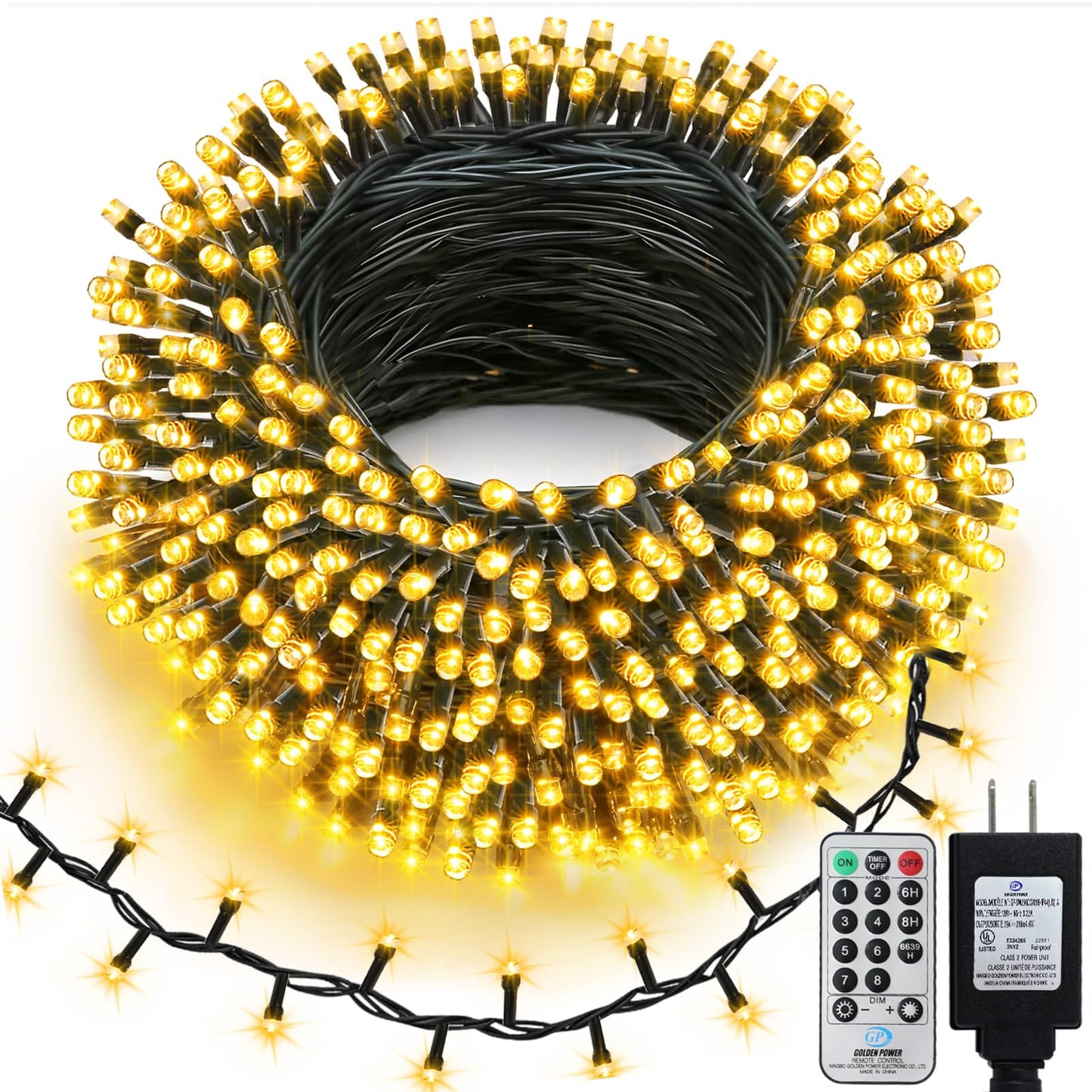 echosari 400 LED Christmas String Lights Connectable, Extra Long 66Ft Outdoor String Lights End-to-end Plug in with Remote Timer for Garden Patio Tree Decor (Warm White)